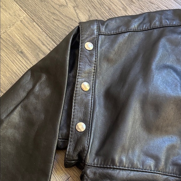 Vintage Black and White Leather Bomber Jacket and Vest Size 11/12 Made in Canada - Picture 5 of 14